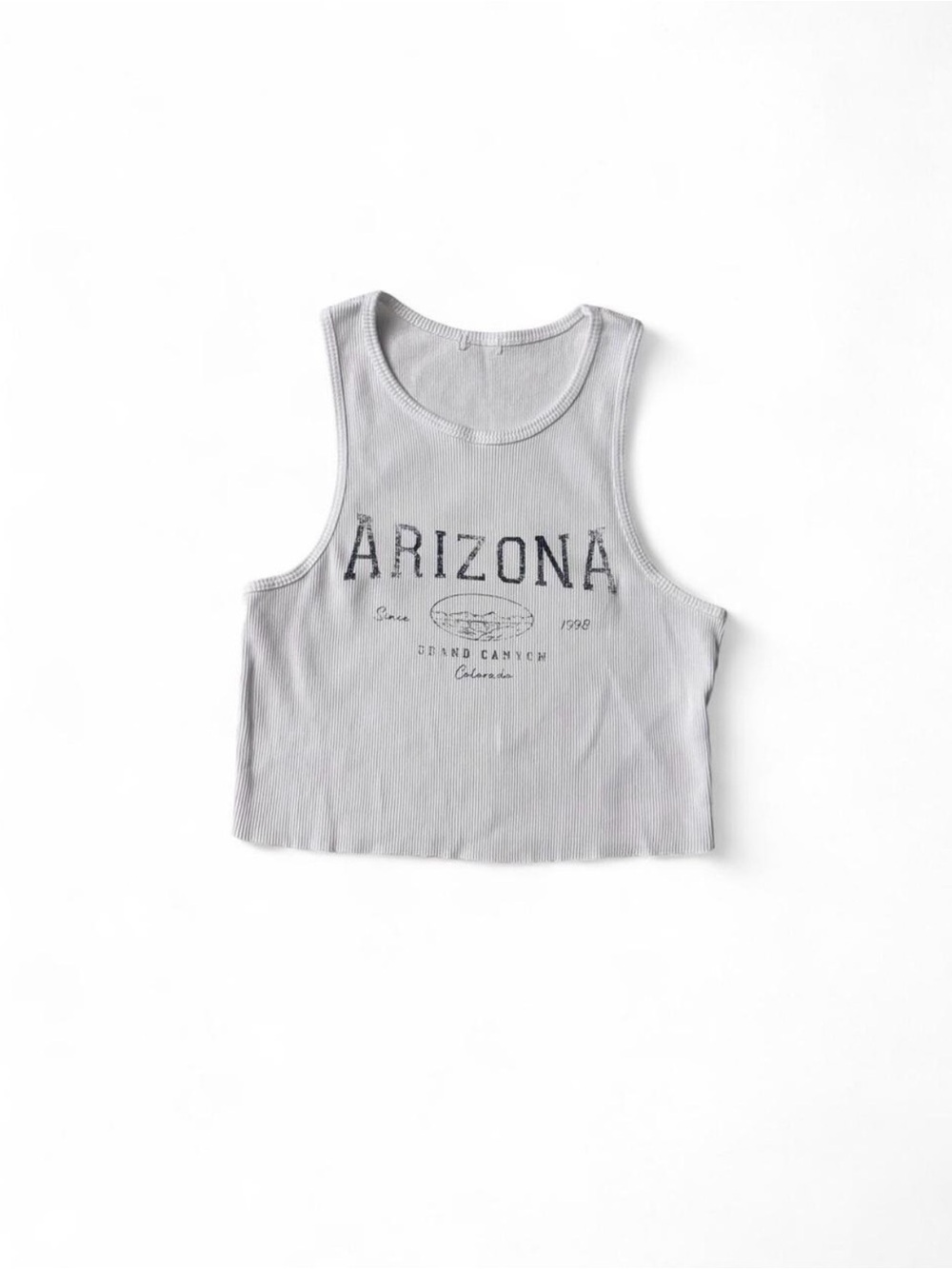 garage white ribbed cropped tank top size XS